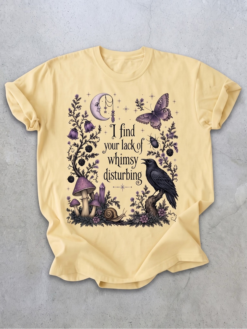 Celestial Moth Halloween Crow Mushroom
Yellow Gildan T-Shirt
